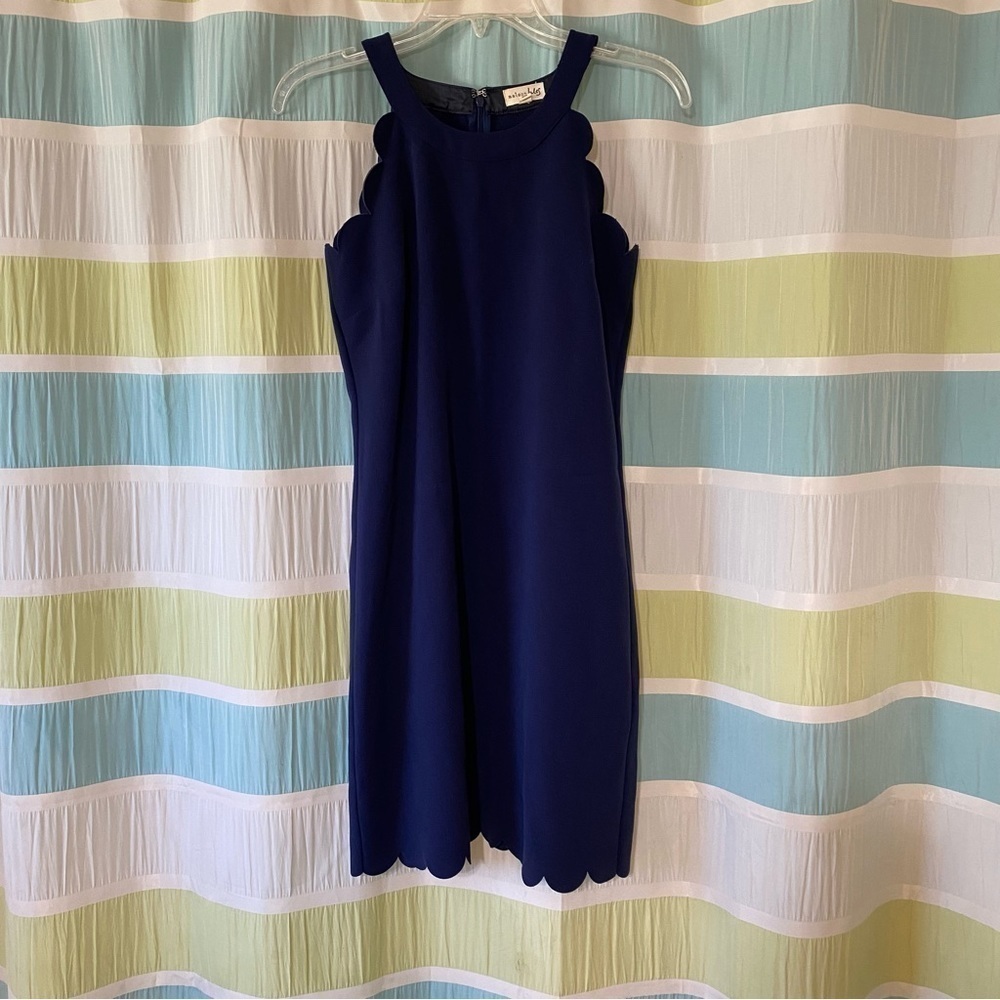 Maison Jules Scallop Edge Halter Dress Navy Blue Sz XS - Picture 3 of 9